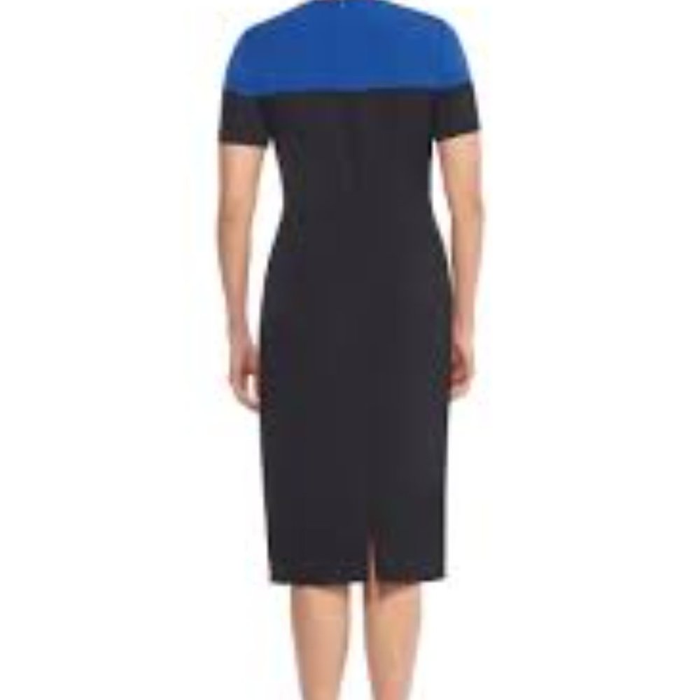 Maggy London Carly Midi Black Blue Dress 4 NWT - Picture 2 of 5